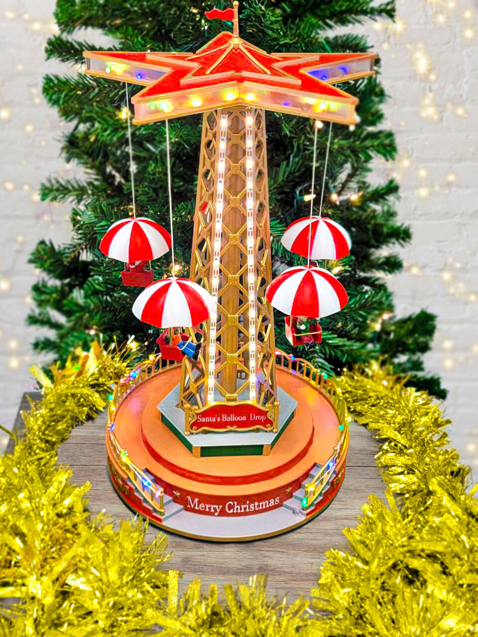 Christmas Parachute Tower. Animated Christmas Village Christmas Carousel